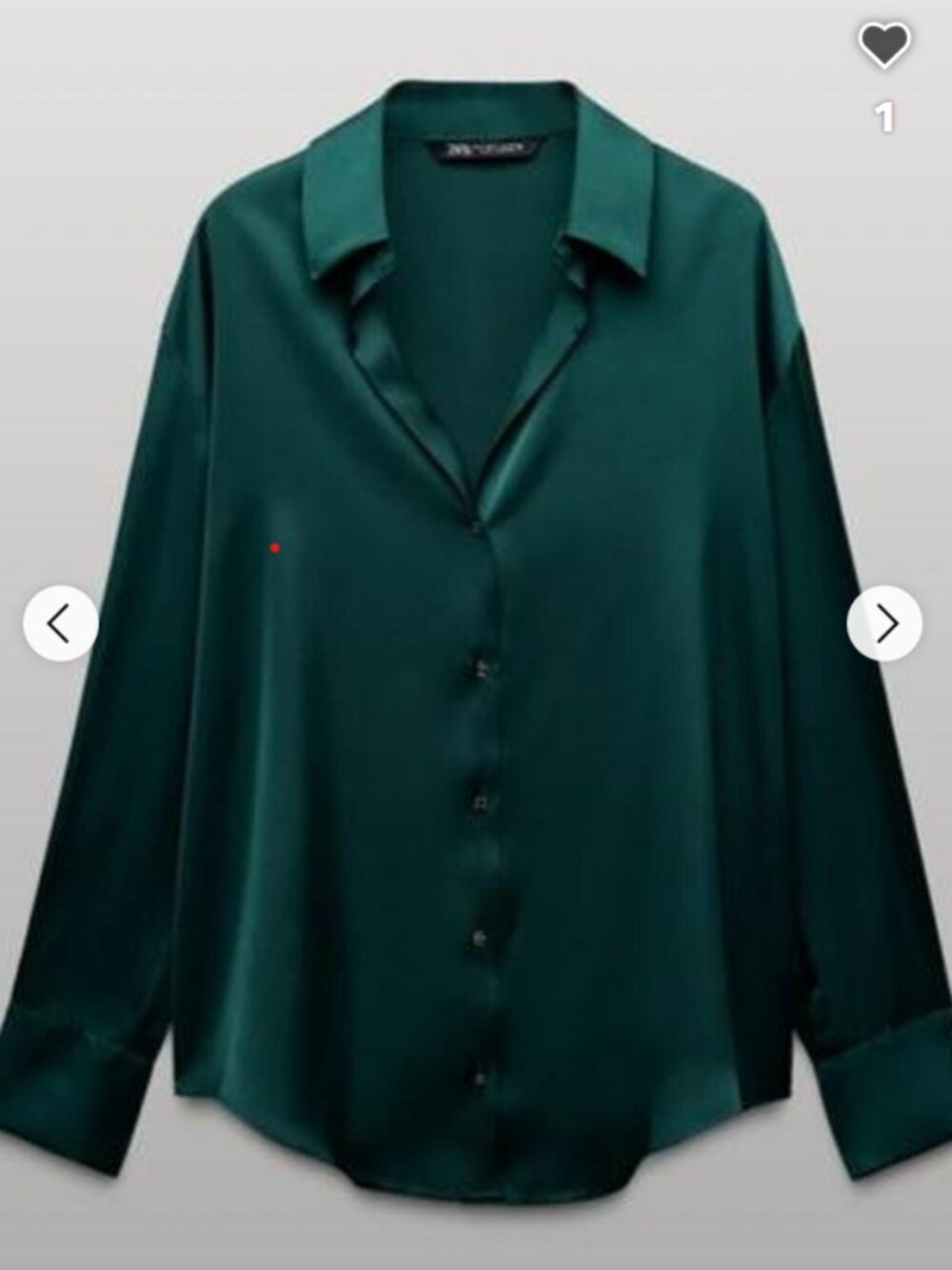 Zara green button-up satin shirt
